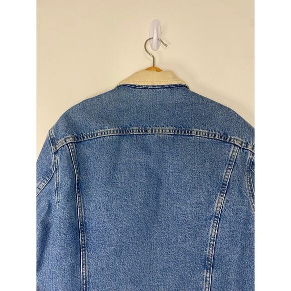Women Vintage Lee Dungarees Lined Button Up Jean Jacket Med Chore Coat Country - Picture 11 of 16